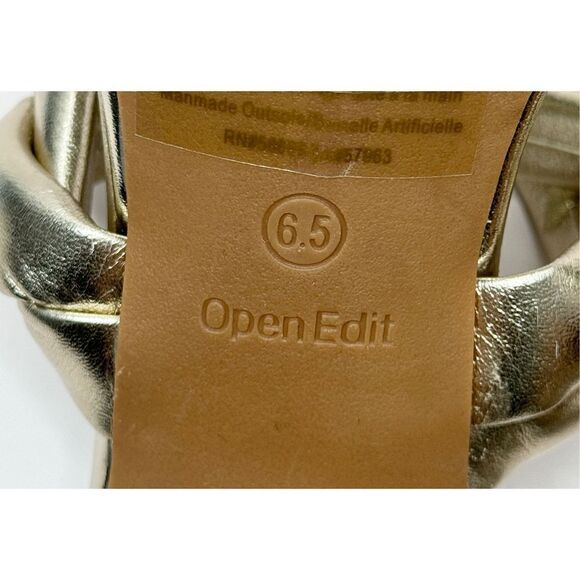 Open‎ Edit Sandals Womens Size 6.5 Gold Braided Double Strap Slip On Heels - Picture 7 of 8